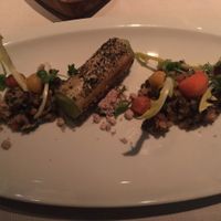 horseradish cannellone, black lentils, carrots at TIAN Munich in Munich