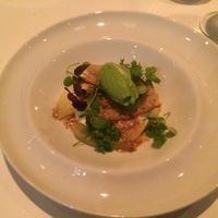 Mint ice cream on Roquefort cheese, a brave and great move by the kitchen. at TIAN Munich in Munich