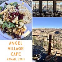 Full vegan buffet (GF plate), great view from inside or out at Angel Village Cafe in Kanab