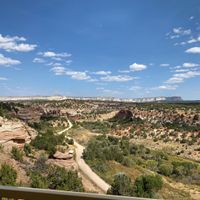 The view from the dining room  at Angel Village Cafe in Kanab