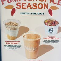 Seasonal pumpkin spice options  at Nekter Juice Bar in Irvine