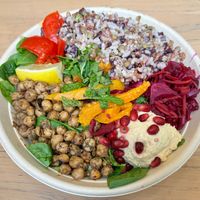 Butternut and hummus mezze bowl  at Pret A Manger - Stafford M6 Southbound Services in Stone