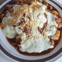 Samosa chat $12.00: yum! at Krishna Pait Pooja in Footscray