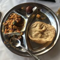 Alu Puri Thali (already half eaten!) at Krishna Pait Pooja in Footscray