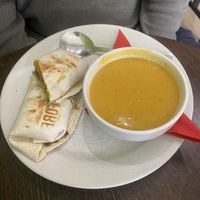 Nacho wrap and lentil soup  at Blended Brew in Inverness