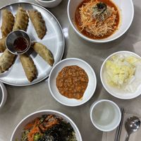 Vegan lunch spread   at Jogyesa Kitchen - 조계사 승소 in Seoul