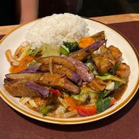 Spicy eggplant with tofu  at Sugar and Spice in Cambridge