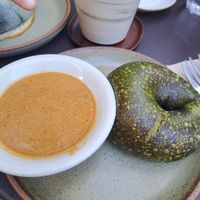 Matcha bagel at Nagare Bankside in South East London