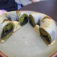 Black sesame bagel inside at Nagare Bankside in South East London
