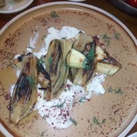 Artichoke and courgette with cheese at Kitty Hawk Rooftop Bar and Restaurant in London