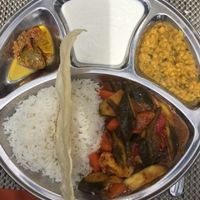 
vegetarian version of mixed vegetables
 at Okra in Bern