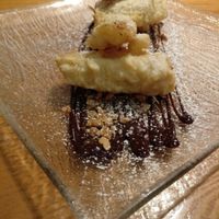 Banana fritters with chocolate praline (looks much better than it tastes!)  at Red Onion in Glasgow