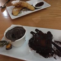 Hot chocolate brownie & banana fritters at Red Onion in Glasgow