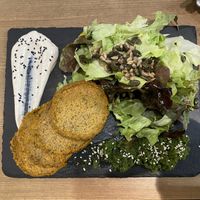 sweet potato pancakes w/ chive dip  at MyRaw Cafe in Prague