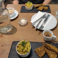Breakfast avocado eggs at MyRaw Cafe in Prague