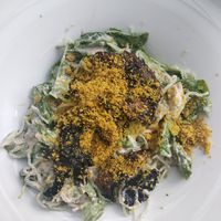 Kelp noodles with mushrooms and spinach in cashew sauce at MyRaw Cafe in Prague