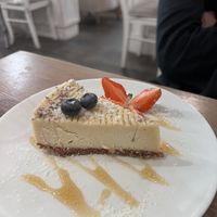 Lavender lemon cake  at MyRaw Cafe in Prague