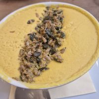 Raw pumpkin soup at MyRaw Cafe in Prague