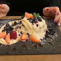 Raw pancakes with blueberries and cashew cream 😋🥞🫐  at MyRaw Cafe in Prague