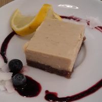 lemon cashew cake at MyRaw Cafe in Prague