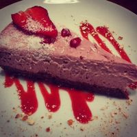 Strawberry and coconut raw cake at MyRaw Cafe in Prague