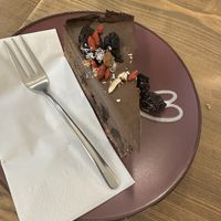 Raw chocolate cake  at MyRaw Cafe in Prague