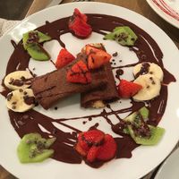 Crepes with chocolate cream and fruits  at MyRaw Cafe in Prague