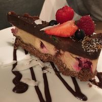 Black & white cake at MyRaw Cafe in Prague