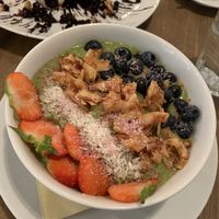 Avocado smoothie bowl at MyRaw Cafe in Prague