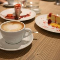 Capuccino with homemade cashew milk at MyRaw Cafe in Prague