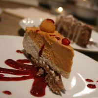 Apricot raw cake at MyRaw Cafe in Prague