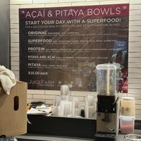 Açaí and Pitaya Bowl Menu  at JuiceFarm - The Venetian in Las Vegas