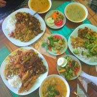 4 options with kelp, salad, soup.  at El Puente 1 in Arequipa
