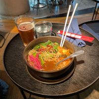 Shoyu ramen minus the egg  at DEN - Root Down - TC in Denver