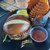 Veggie burger + sweet potato fries  at DEN - Root Down - TC in Denver