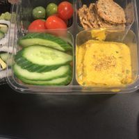 Hummus Bento Box.   It has carrots and dates in it too.   at DEN - Root Down - TC in Denver