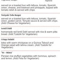 menu  at The Golden Vine in Bendigo