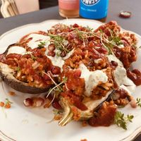 Filled eggplant with rice  at Kruemelkueche in Duisburg