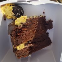 Peanut butter and chocolate cake slice at Vegan Sweet Tooth in London