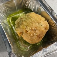 Arancini Risotto Ball with pesto  at Vegan Sweet Tooth in London