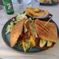 Vegan pastrami sandwich at GOTT in Vestmannaeyjar