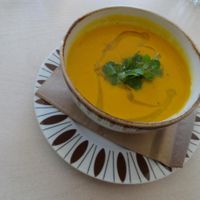 Tasty vegan soup at GOTT in Vestmannaeyjar