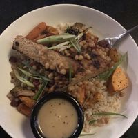 vegan grain bowl w tempeh at Lost Dog Cafe in Binghamton