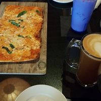 Vodka flat bread (my friend's appetizer) at Lost Dog Cafe in Binghamton