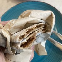  Feuerfleck, local flatbread, with garlic  at Moyome in Krems An Der Donau