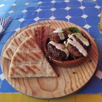 Falafels and pita bread. at Dibble &Grub in Isles Of Scilly