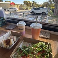 Breakfast wrap, bagel, and drinks   at Bridget's House in Yanchep