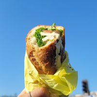 Fresh mozzarella sandwich at Vromage Dairy-Free Cheese Shop in West Hollywood