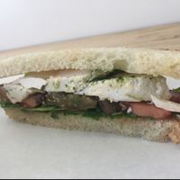 Classic Caprese Sandwich at Vromage Dairy-Free Cheese Shop in West Hollywood