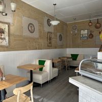 Cute seating area  at Vromage Dairy-Free Cheese Shop in West Hollywood